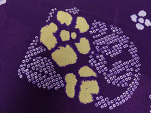 Load image into Gallery viewer, KK791A7 Silk Kimono Fabric Vintage(1950-1980) Shibori Dark Purple 57.1x11.8in(145x30cm)
