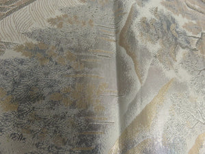 BB8277AC Silk Obi Fabric Vintage(1950-1980) Landscape Silver Gold 103.1x11.8in(262x30cm)