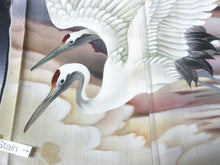 Load image into Gallery viewer, BCF#2923 Silk Tomesode Fabric Vintage(1920-1950) Crane Birds 43.3x13.8in(110x35cm)
