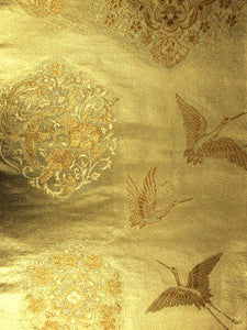 Fukuro Obi Gold Crane Birds Silk BB119W7