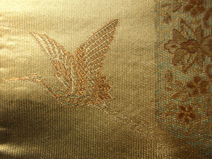 Fukuro Obi Gold Crane Birds Silk BB119W7