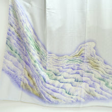 Load image into Gallery viewer, Kimono Light Blueish White Landscape Wave Silk #9364F5
