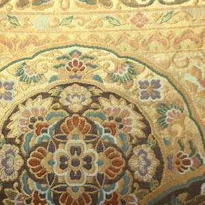Fukuro Obi Vintage(1950-1980) Gold Birds Flower Shousoin Silk BB192V2