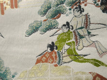 Load image into Gallery viewer, Fukuro Obi Vintage(1950-1980) Gold Green Samurai Silk BB58W4
