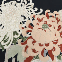 Load image into Gallery viewer, KK1241B5 Silk Tomesode Fabric Vintage(1920-1950) Chrysanthemum Black 39.4x26.4in(100x67cm)
