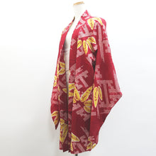 Load image into Gallery viewer, Haori Jacket Vintage(1920-1950) Red Shibori Bamboo Long Silk #9080D2
