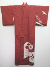 Load image into Gallery viewer, Kimono Vintage(1920-1950) Reddish Brown Wave Omeshi Tall Silk #8178B2
