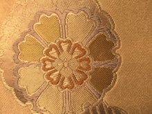 Load image into Gallery viewer, Fukuro Obi Vintage(1950-1980) Gold Crane Birds Chrysanthemum Silk BB99W6
