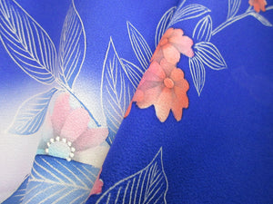 Kimono Blue Flower Tsukesage Tall Silk #8255B5