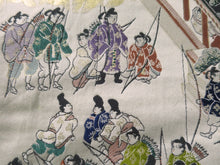 Load image into Gallery viewer, Fukuro Obi Vintage(1950-1980) Gold Green Samurai Silk BB58W4
