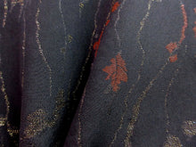 Load image into Gallery viewer, Haori Jacket Vintage(1950-1980) Black Gold Leaf Urushi Silk #7620H4
