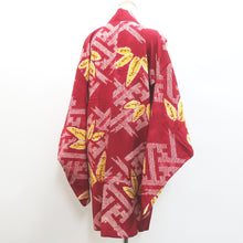 Load image into Gallery viewer, Haori Jacket Vintage(1920-1950) Red Shibori Bamboo Long Silk #9080D2
