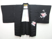 Load image into Gallery viewer, Haori Jacket Vintage(1950-1980) Black Lily Silk #7621H4
