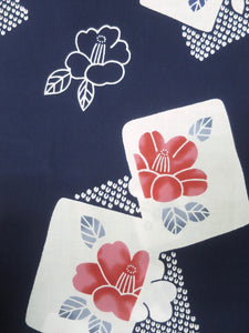 Cotton Bolt Fabric Vintage(1950-1980) Camellia Navy White 472.4x14.2in(1200x36cm) BB9026Y2