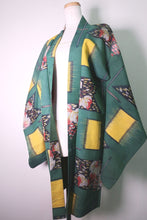 Load image into Gallery viewer, Haori Jacket Vintage(1920-1950) Green Leaf Grape Silk #8639H3
