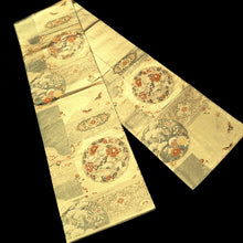Load image into Gallery viewer, Fukuro Obi Gold Butterfly Birds Silk BB218V3
