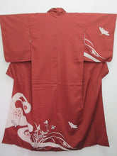 Load image into Gallery viewer, Kimono Vintage(1920-1950) Reddish Brown Wave Omeshi Tall Silk #8178B2
