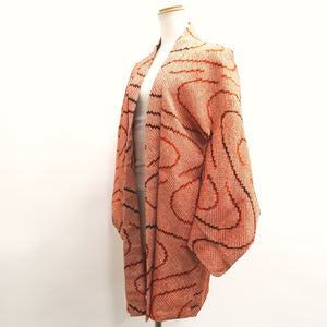 Haori Jacket Vintage(1950-1980) Vermillion Full Shibori Ryusui Silk #9065D2