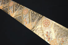 Load image into Gallery viewer, Fukuro Obi Gold Silver Chrysanthemum Maple Leaf Silk BB155W1
