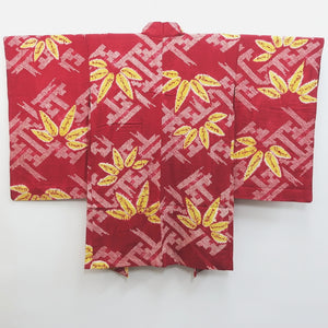 Haori Jacket Vintage(1920-1950) Red Shibori Bamboo Long Silk #9080D2