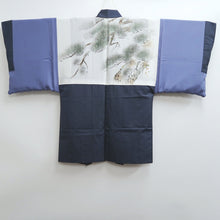 Load image into Gallery viewer, Men&#39;s Haori Vintage(1950-1980) Blue Black Ohshima Pine Tree Silk #9425G2

