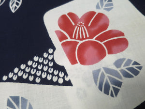 Cotton Bolt Fabric Vintage(1950-1980) Camellia Navy White 472.4x14.2in(1200x36cm) BB9026Y2