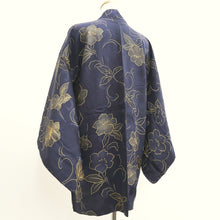 Load image into Gallery viewer, Haori Jacket Vintage(1950-1980) Midnight blue Flower Silk #9444G3

