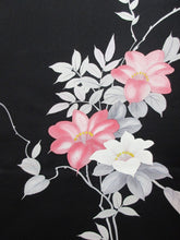 Load image into Gallery viewer, Haori Jacket Vintage(1950-1980) Black Lily Silk #7621H4
