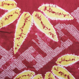 Haori Jacket Vintage(1920-1950) Red Shibori Bamboo Long Silk #9080D2