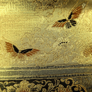 Fukuro Obi Gold Butterfly Birds Silk BB218V3