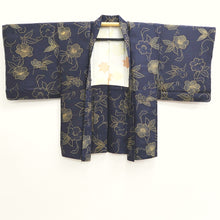 Load image into Gallery viewer, Haori Jacket Vintage(1950-1980) Midnight blue Flower Silk #9444G3
