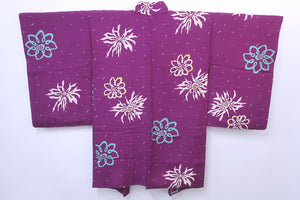 Haori Jacket Vintage(1920-1950) Purple Chrysanthemum Silk #8810A4