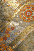 Load image into Gallery viewer, Fukuro Obi Gold Silver Chrysanthemum Maple Leaf Silk BB155W1
