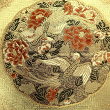 Load image into Gallery viewer, Fukuro Obi Gold Butterfly Birds Silk BB218V3
