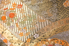 Load image into Gallery viewer, Fukuro Obi Gold Silver Chrysanthemum Maple Leaf Silk BB155W1
