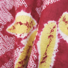 Load image into Gallery viewer, Haori Jacket Vintage(1920-1950) Red Shibori Bamboo Long Silk #9080D2
