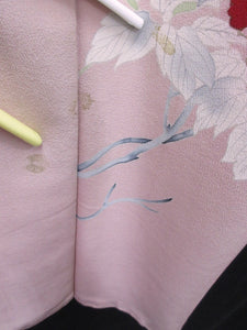 Kimono Vintage(1950-1980) Pink Peony Branch Silk #8128A4