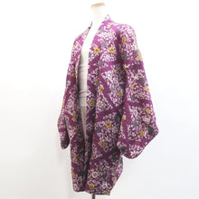 Load image into Gallery viewer, Haori Jacket Vintage(1920-1950) Purple Peony Rinzu Long Silk #9081D2

