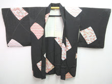 Load image into Gallery viewer, Haori Jacket Vintage(1950-1980) Black Abstract art Silk #7622H4
