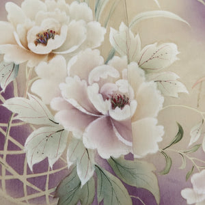 KK1243B5 Silk Tomesode Fabric Vintage(1920-1950) Lily of the valley Purple 44.1x14.6in(112x37cm)