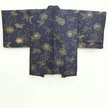 Load image into Gallery viewer, Haori Jacket Vintage(1950-1980) Midnight blue Flower Silk #9444G3
