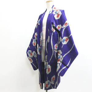 Haori Jacket Vintage(1920-1950) Blueish Purple Meisen Yabane Tall Silk #8980C3
