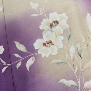 KK1243B5 Silk Tomesode Fabric Vintage(1920-1950) Lily of the valley Purple 44.1x14.6in(112x37cm)