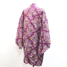 Load image into Gallery viewer, Haori Jacket Vintage(1920-1950) Purple Peony Rinzu Long Silk #9081D2
