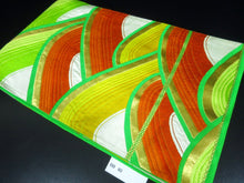 Load image into Gallery viewer, Fukuro Obi Vintage(1950-1980) Green Gold Wave Silk BB60W4
