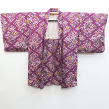 Load image into Gallery viewer, Haori Jacket Vintage(1920-1950) Purple Peony Rinzu Long Silk #9081D2

