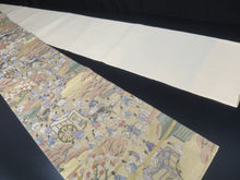 Load image into Gallery viewer, Fukuro Obi Vintage(1950-1980) Gold Heian Period Aristocrats Silk BB101W6
