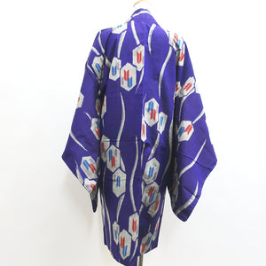 Haori Jacket Vintage(1920-1950) Blueish Purple Meisen Yabane Tall Silk #8980C3