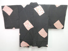 Load image into Gallery viewer, Haori Jacket Vintage(1950-1980) Black Abstract art Silk #7622H4
