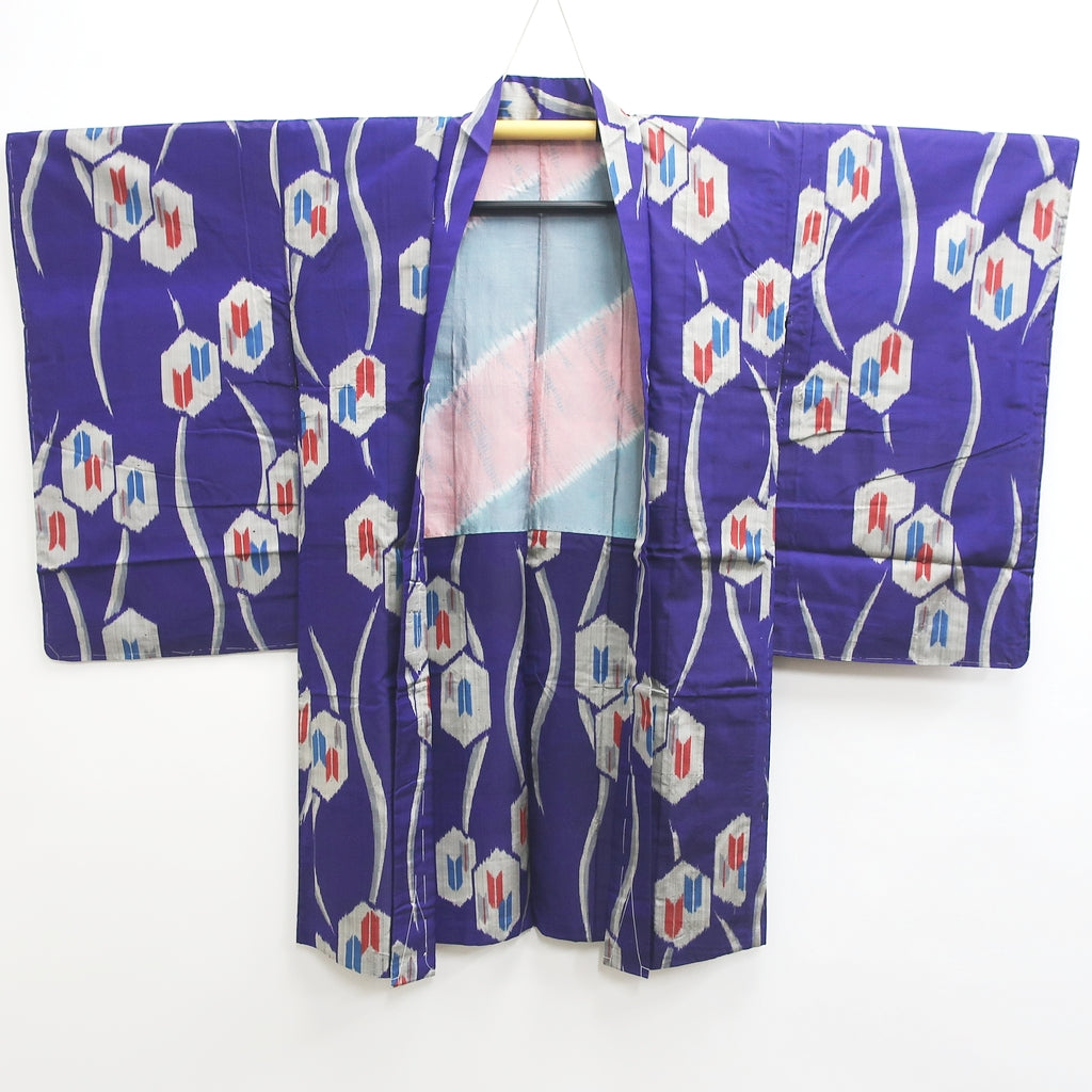 Haori Jacket Vintage(1920-1950) Blueish Purple Meisen Yabane Tall Silk ...
